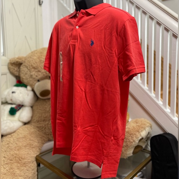 NWT Men’s Size Large U.S. POLO ASSN Short-sleeve Polo Shirt Logo Embroidered Red - Picture 6 of 13
